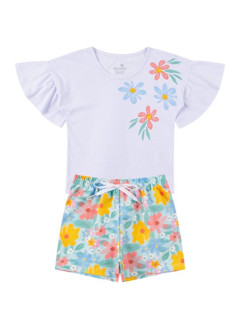 conjunto infantil feminino meia malhamoletinho sublimado flor menina doce
