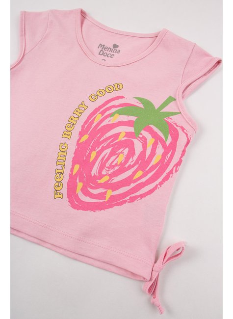 conjunto infantil feminino meia malhamoletinho strawberry menina doce 14