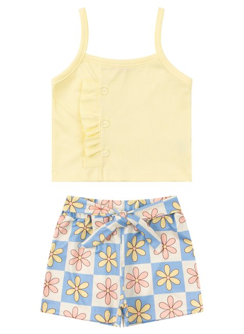 conjunto infantil feminino ribana caneladasuplex sublimado flowers menina doce