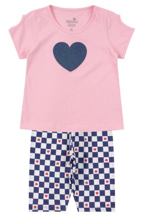 Conjunto Infantil Feminino Meia Malha/Suplex Sublimado Heart - Menina Doce