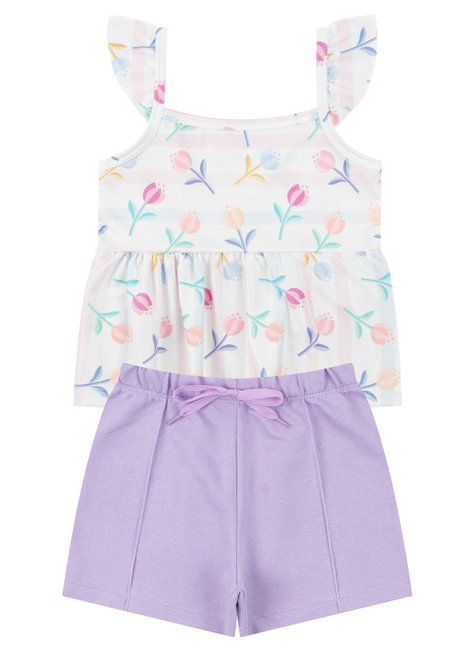 conjunto infantil feminino suplex sublimadomoletinho florzinhas menina doce