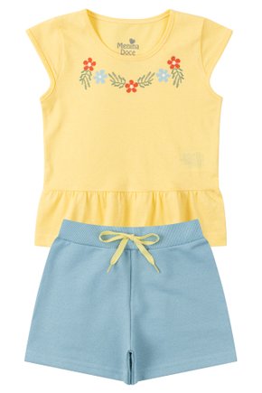 Conjunto Infantil Feminino Meia Malha/Moletinho Bela - Menina Doce