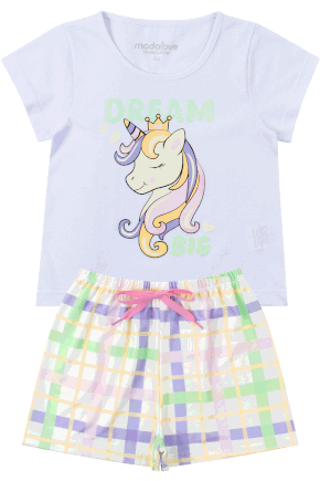 Pijama Infantil Feminino Meia Malha/Suplex Sublimado Dream Big - My Dream Girls