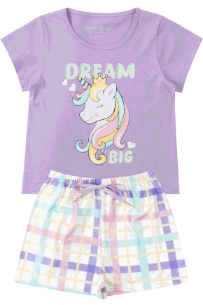 Pijama Infantil Feminino Meia Malha/Suplex Sublimado Dream Big - My Dream Girls