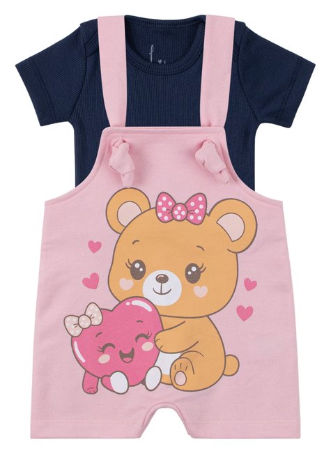 macacao jardineira moletinho body de bebe ribana canelada ursinha leninha baby