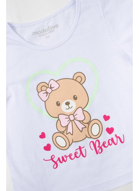 pijama infantil feminino meia malhasuplex sublimado sweet bear my dream girls 4