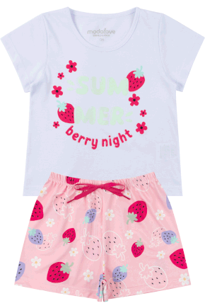 Pijama Infantil Feminino Meia Malha/Suplex Sublimado Berry Night - My Dream Girls