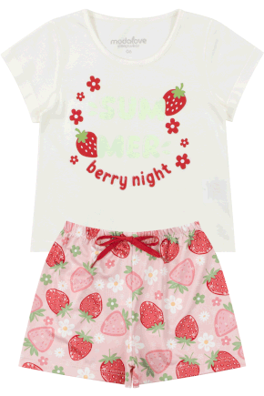 Pijama Infantil Feminino Meia Malha/Suplex Sublimado Berry Night - My Dream Girls