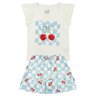 conjunto infantil feminino meia malhasuplex sublimado cereja menina doce