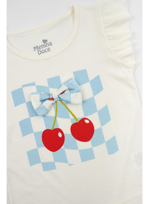 conjunto infantil feminino meia malhasuplex sublimado cereja menina doce 4