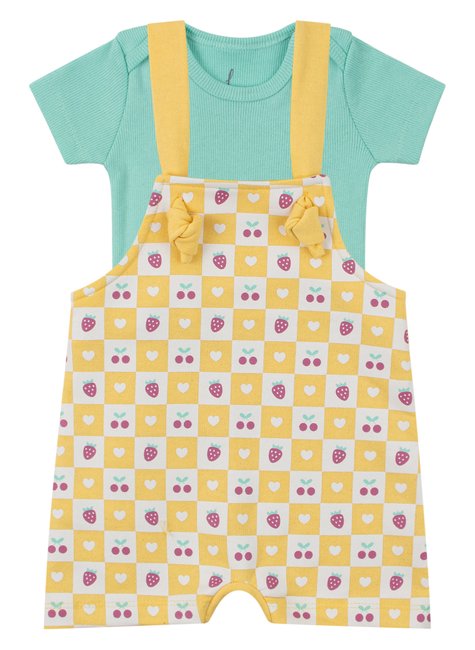 macacao jardineira moletinho body de bebe ribana canelada fruits leninha baby