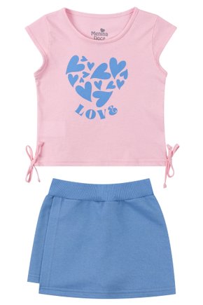 Conjunto Infantil Feminino Meia Malha/Moletinho Love - Menina Doce