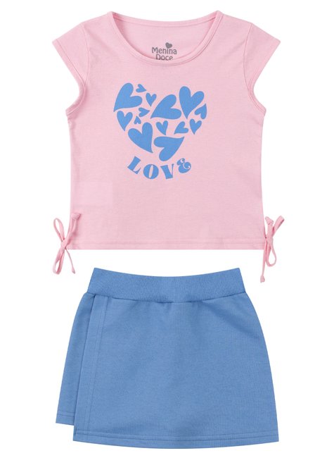conjunto infantil feminino meia malhamoletinho love menina doce