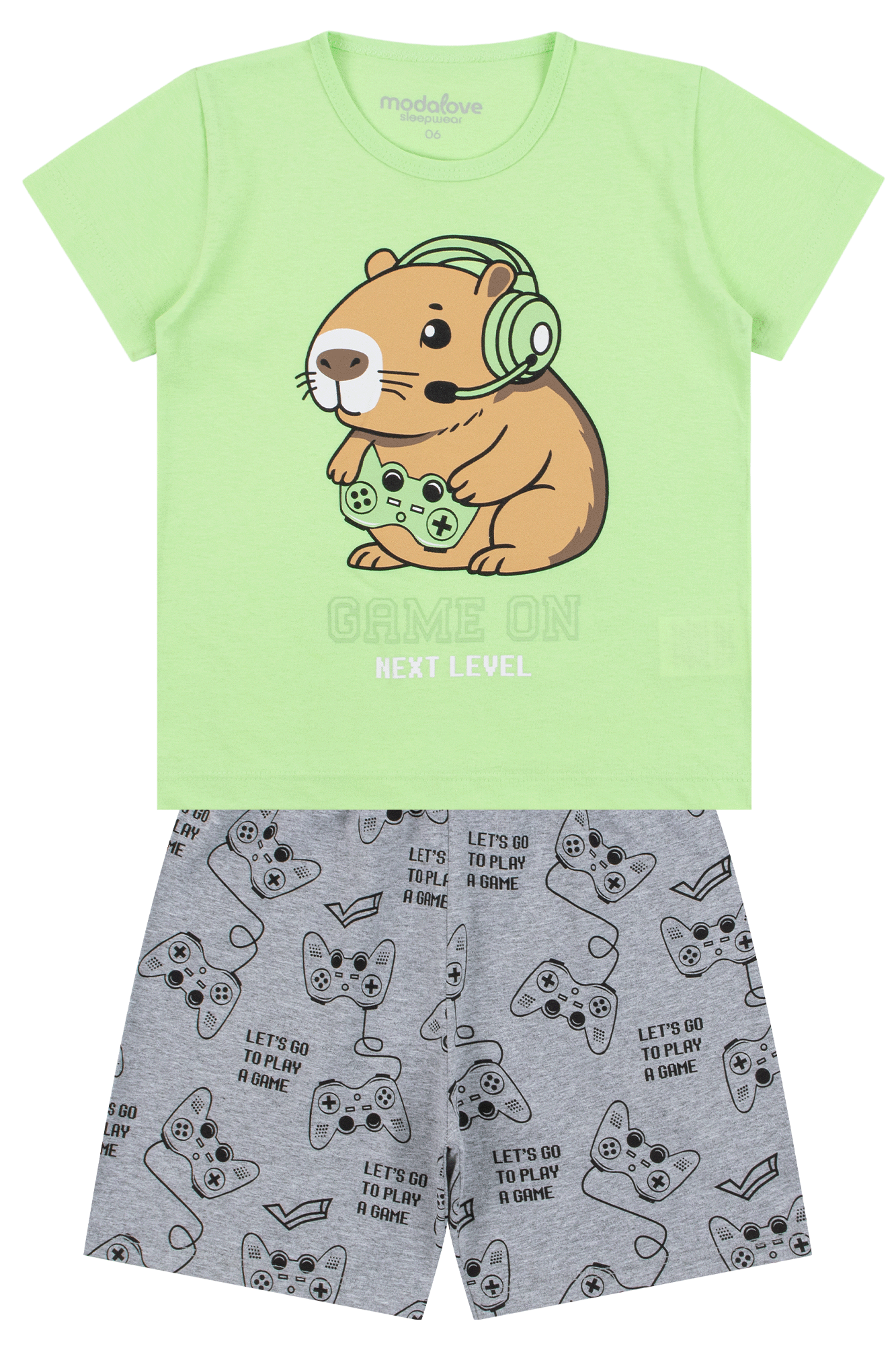 pijama infantil masculino meia malhameia malha estampada game on my dream boys 2
