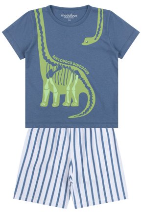 Pijama Infantil Masculino Meia Malha/Meia Malha Estampada Dinossauro - My Dream Boys