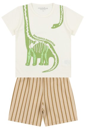 Pijama Infantil Masculino Meia Malha/Meia Malha Estampada Dinossauro - My Dream Boys