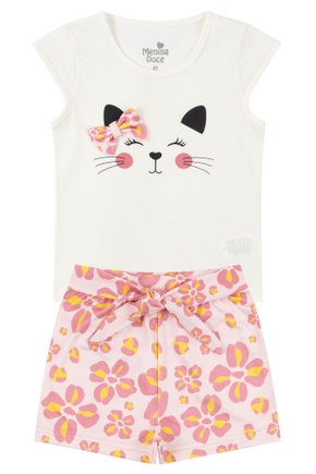 Conjunto Infantil Feminino Meia Malha/Suplex Sublimado Cat - Menina Doce