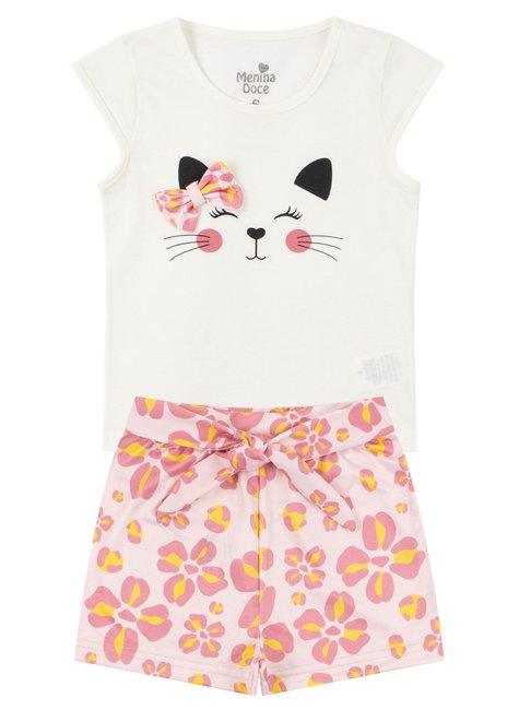 conjunto infantil feminino meia malhasuplex sublimado cat menina doce