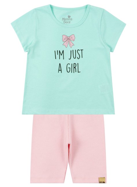 conjunto infantil feminino meia malharibana canelada girl menina doce 11
