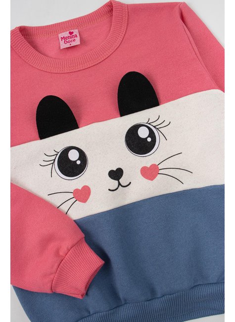 conjunto infantil feminino moletom peluciado cute menina doce 9