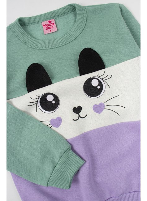 conjunto infantil feminino moletom peluciado cute menina doce 14