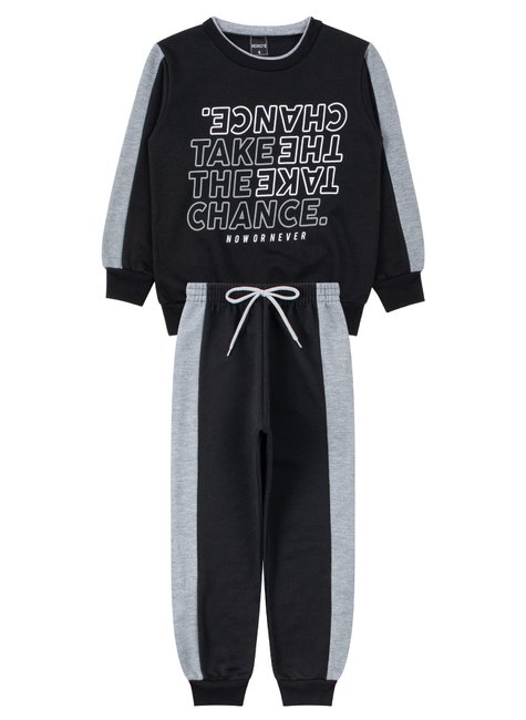 conjunto infantil masculino moletom peluciado take the chance mino s 11