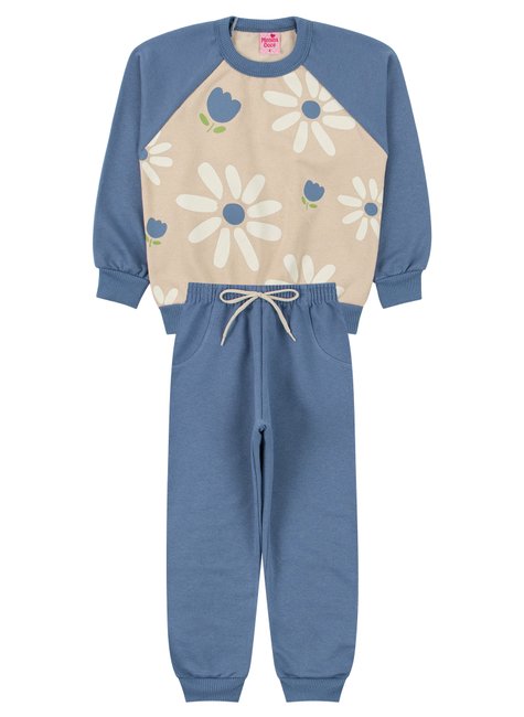 conjunto infantil feminino moletom peluciado flores menina doce