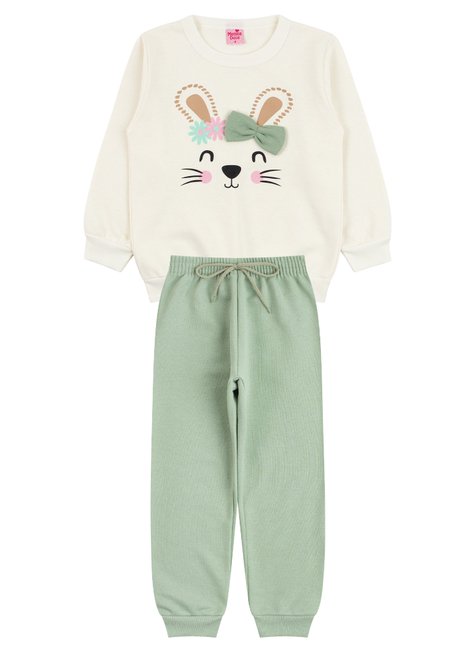 conjunto infantil feminino moletom peluciado rabbit menina doce