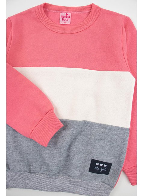 conjunto infantil feminino moletom peluciado cute girl menina doce 14