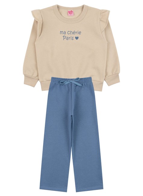 conjunto infantil feminino moletom peluciado ma cherie menina doce 6