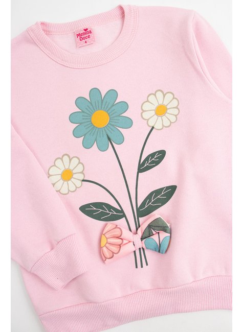 conjunto infantil feminino moletom peluciadomoletom sublimado peluciado flores menina doce 9