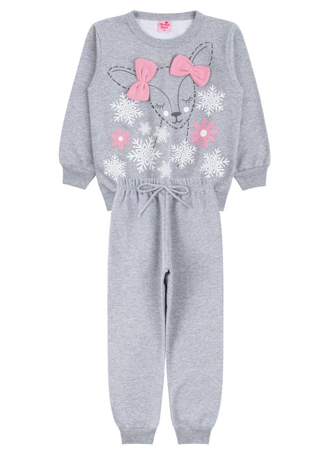conjunto infantil feminino moletom peluciado winter menina doce