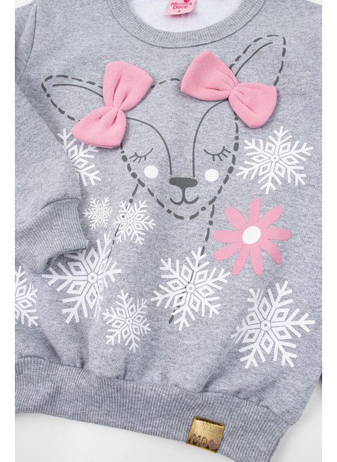 conjunto infantil feminino moletom peluciado winter menina doce 4