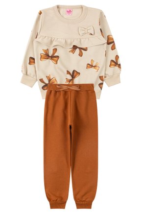 Conjunto Infantil Feminino Moletom Sublimado Peluciado/Moletom Peluciado Laços - Menina Doce