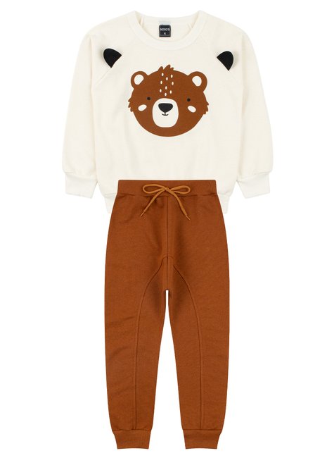 conjunto infantil masculino moletom peluciado bear mino s