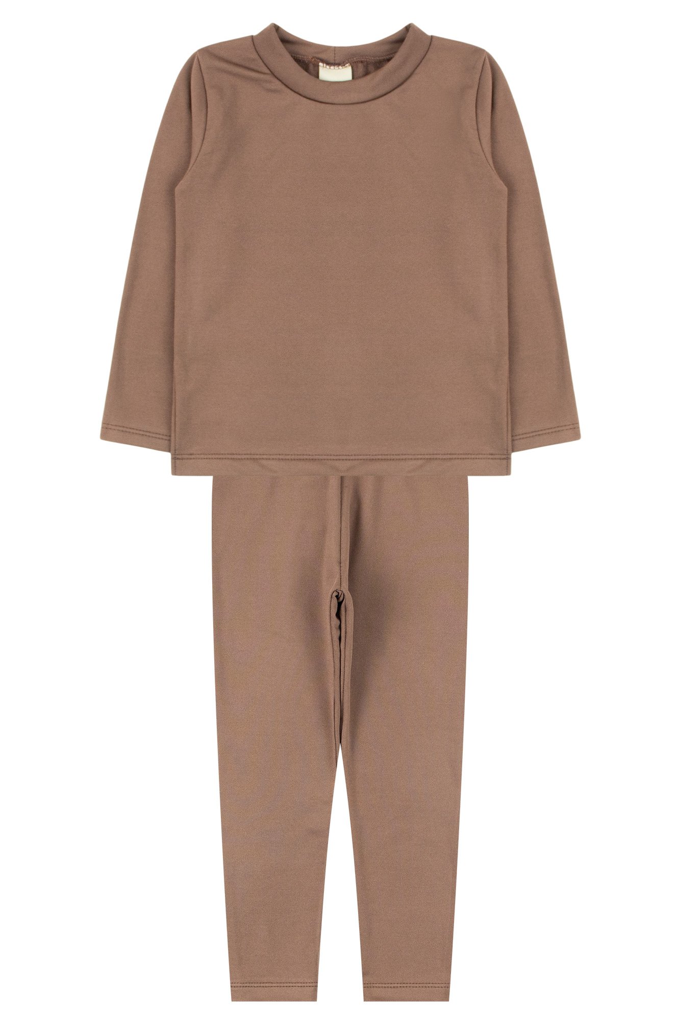 ym‪‪❤︎‬ Conjunto Infantil Malha Térmica Cores - Moda Love / marrom escuro