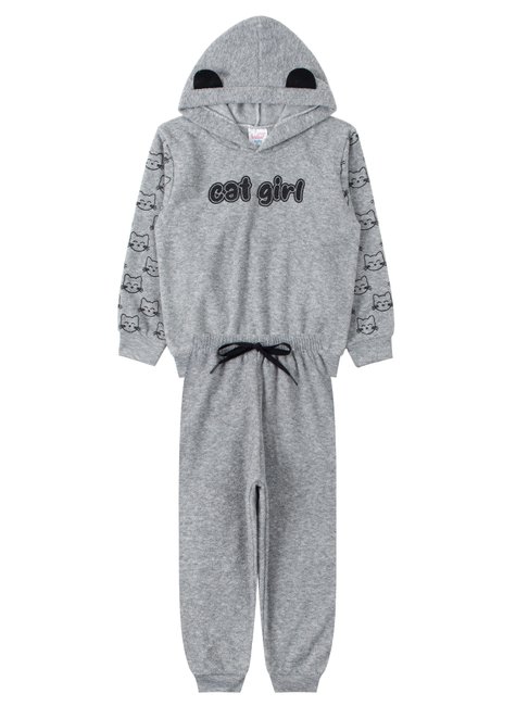 conjunto infantil feminino boucle peluciado cat girl india baby