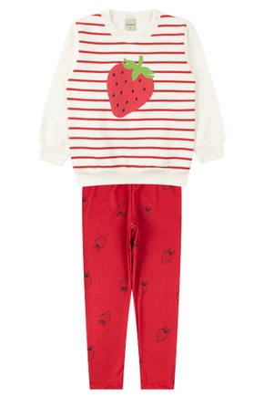 Conjunto Infantil Feminino Moletom Peluciado/Suplex Sublimado Morango - Menina Doce