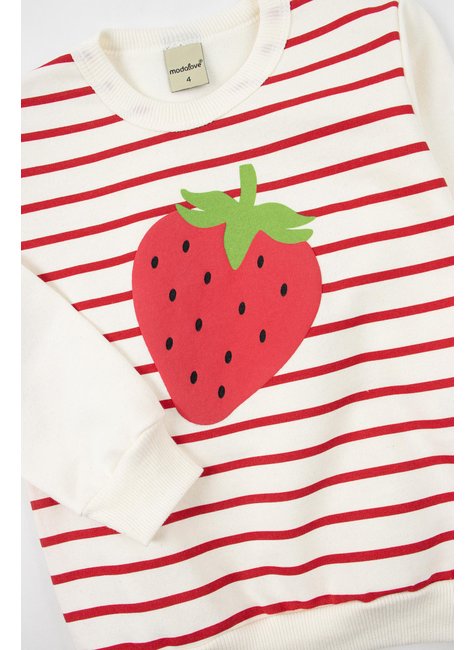 conjunto infantil feminino moletom peluciadosuplex sublimado morango menina doce 4