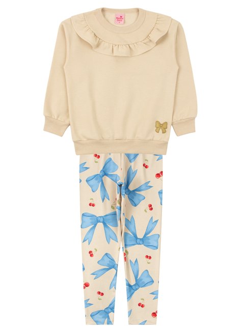 conjunto infantil feminino moletom peluciadosuplex sublimado lacos menina doce