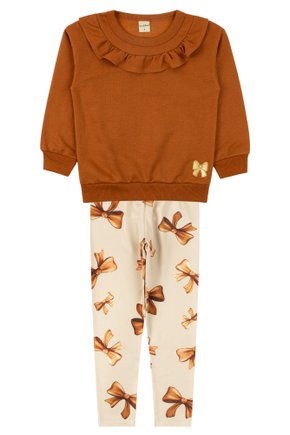 Conjunto Infantil Feminino Moletom Peluciado/Suplex Sublimado Laços - Menina Doce