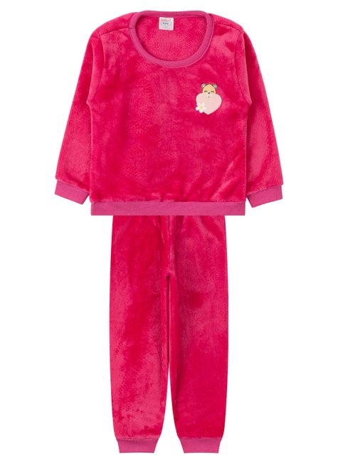 conjunto infantil feminino peluciado fleece bear india baby