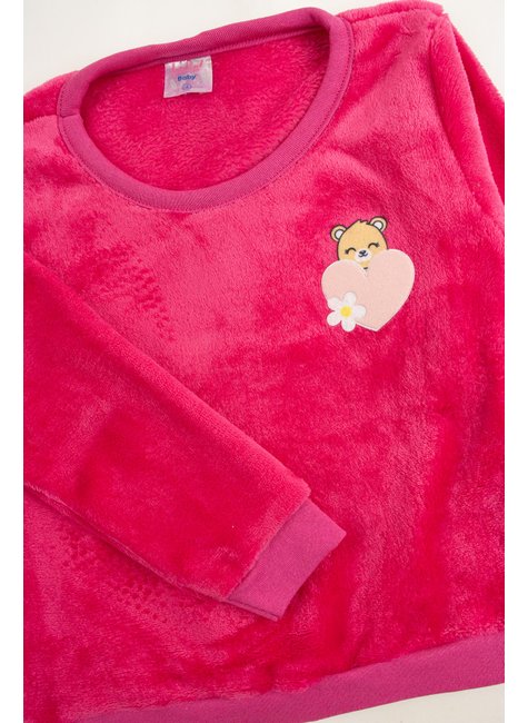 conjunto infantil feminino peluciado fleece bear india baby 4