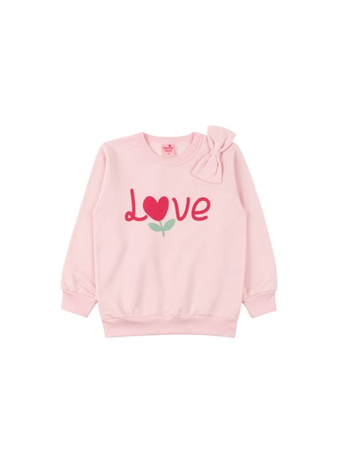 conjunto infantil feminino moletom peluciadoribana canelada love menina doce 2