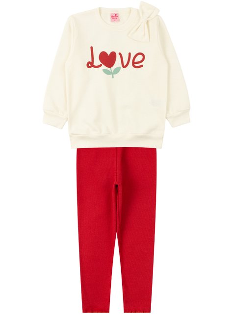 conjunto infantil feminino moletom peluciadoribana canelada love menina doce 6