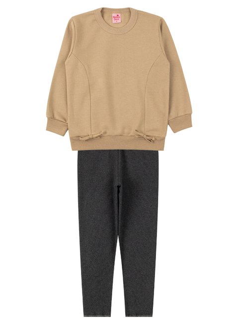conjunto infantil feminino moletom peluciadoribana canelada charmosa menina doce