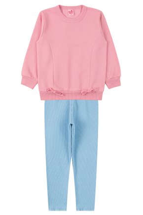 Conjunto Infantil Feminino Moletom Peluciado/Ribana Canelada Charmosa - Menina Doce