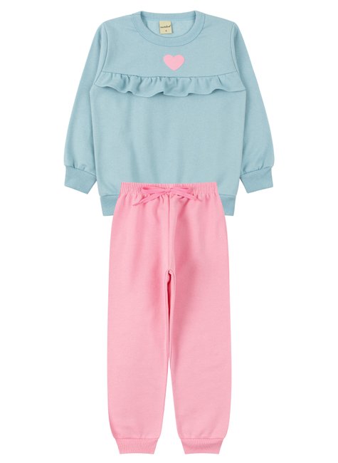 conjunto infantil feminino moletom peluciado heart moda love 11