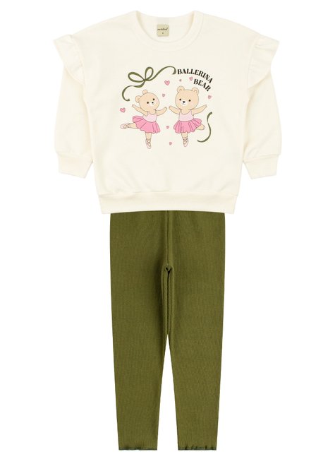 conjunto infantil feminino moletom peluciadoribana canelada ballerina bear moda love