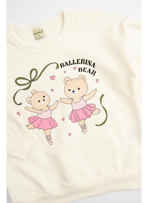 conjunto infantil feminino moletom peluciadoribana canelada ballerina bear moda love 4